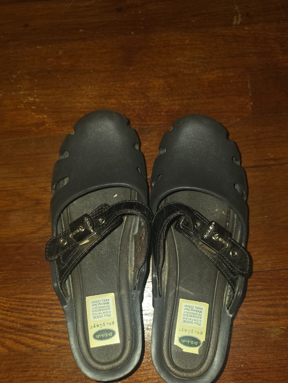 Dr. Scholl's Black Slip-On Comfort Sandals with Buckle Strap